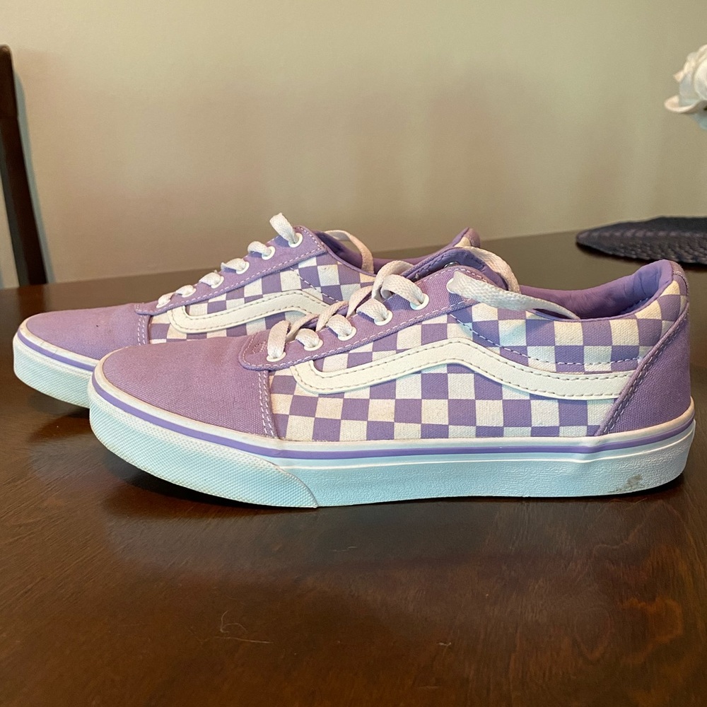 Lavender checkered Vans